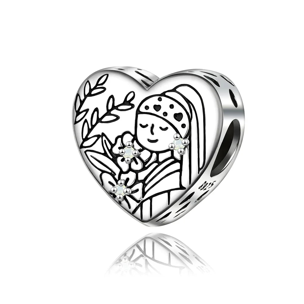 Bezaubernde herzförmige Perlen aus 925er-Sterlingsilber, Familie, Liebe, Tier, Fußabdruck, Charm-Armband, Halskette, passend für Frauen, DIY-Urlaubsgeschenke
