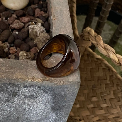 Vintage Trendy Große Fingerringe für Frauen Übertrieben Bernstein Farbe Harz Temperament Geometrische Fingerring Punk Schmuck