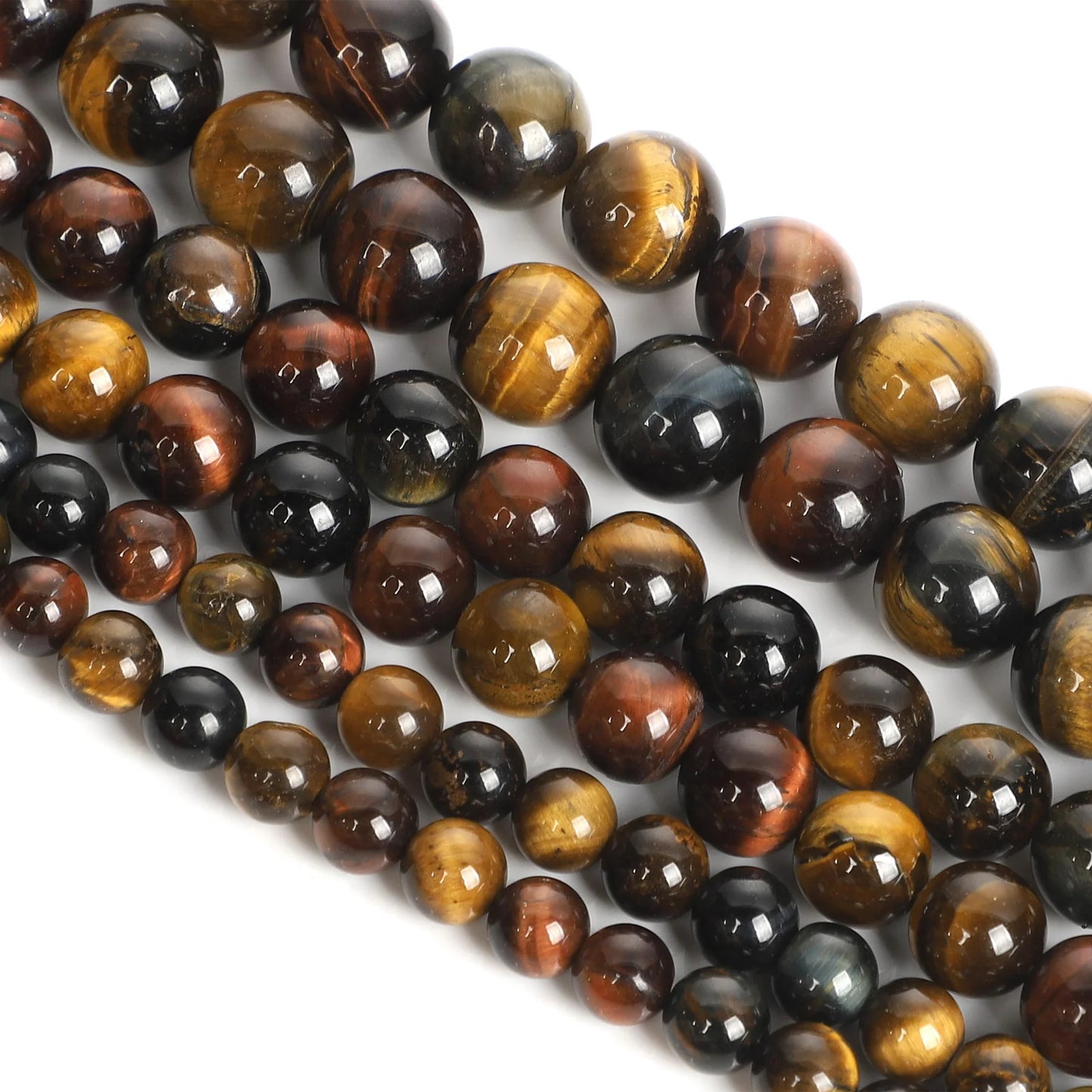Natursteinperlen, mehrfarbig, Tigerauge, lose Distanzperlen für die Herstellung von Armbändern, Schmuck, DIY-Zubehör, Auswahlgröße 4/6/8/10/12 mm