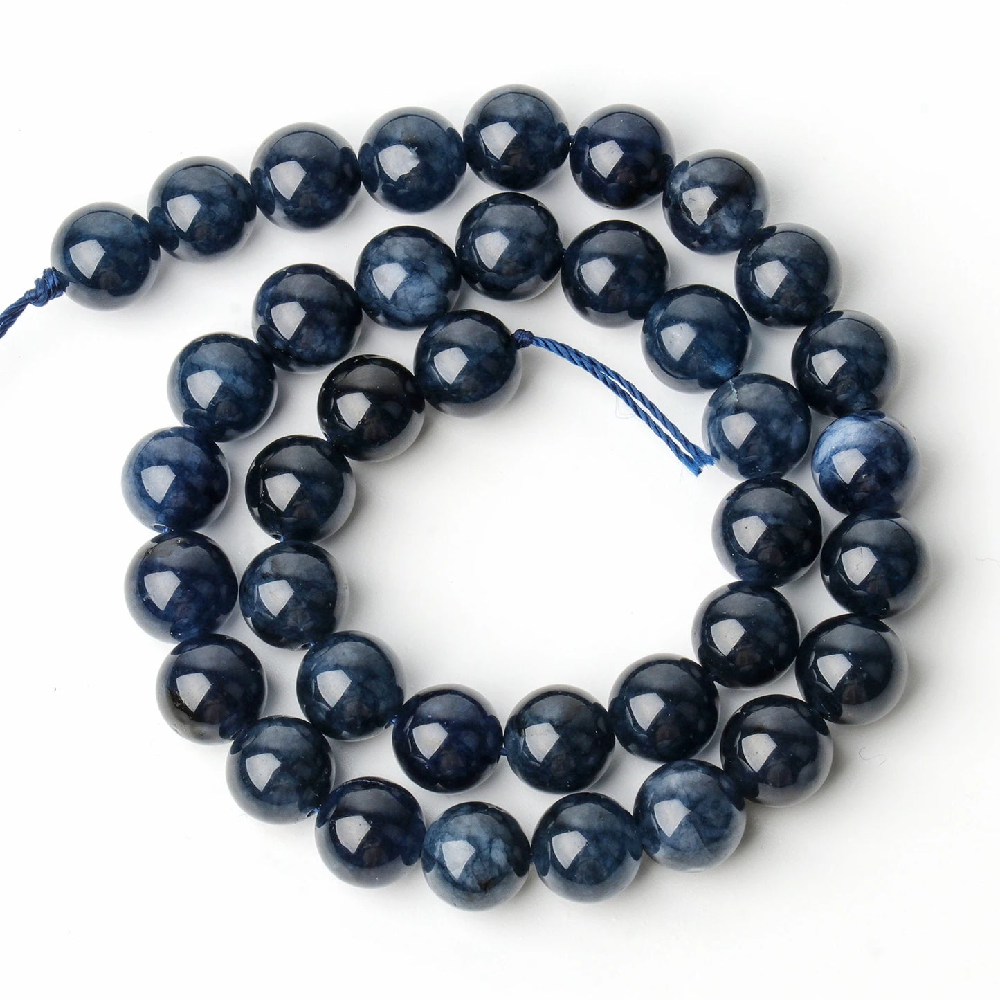 6/8/10mm Naturstein Saphir Farbe Jade Perlen blau runde lose Perlen für Schmuck herstellung liefert DIY Charms Armbänder 15''