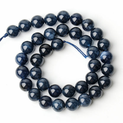 6/8/10mm Naturstein Saphir Farbe Jade Perlen blau runde lose Perlen für Schmuck herstellung liefert DIY Charms Armbänder 15''