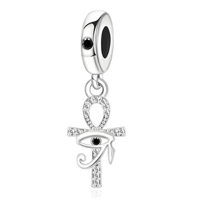 Funkelnde Edelsteinperlen aus 925er-Sterlingsilber mit eingelegten Edelsteinen und baumelnder Charm mit unendlichem Knoten, passend für Schlangenarmband, Boutique-Halskette, schönes Geschenk