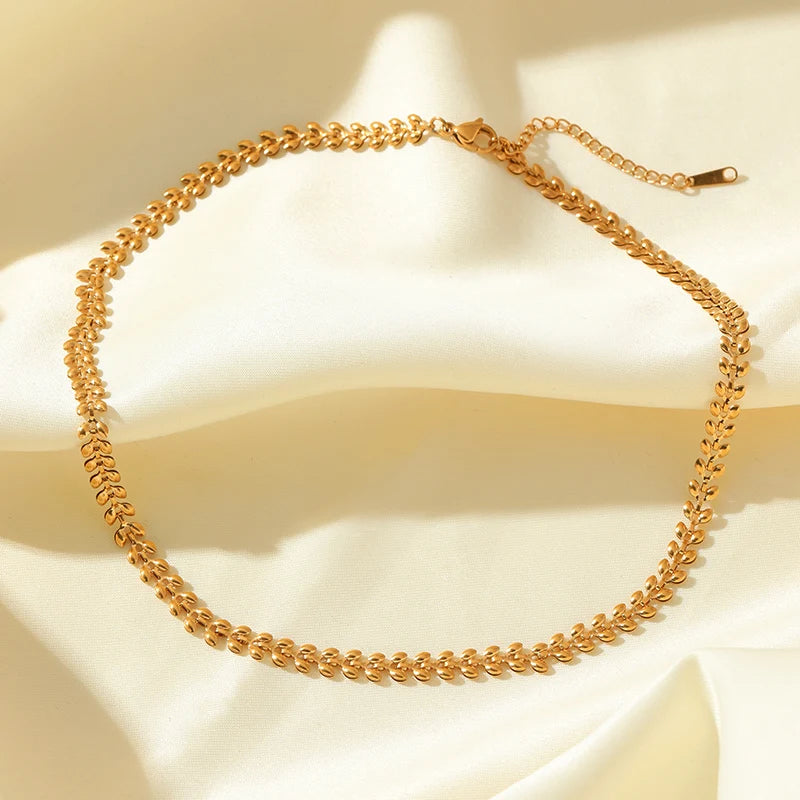 GANEMLY 316l Edelstahl Mode Blätter Kette Halskette für Frauen Charme 18K Metall Kragen Aussage Halskette Wasserdicht
