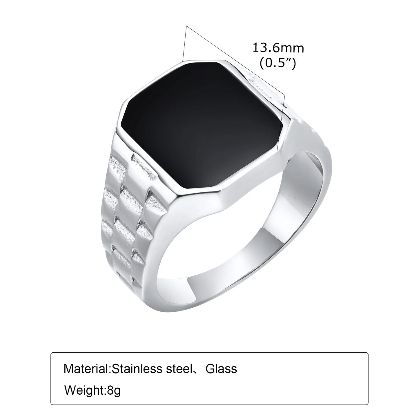 Coole Punk-Vintage-Natursteinringe für Männer, geometrische Siegelringe aus Edelstahl, stilvoller Retro-Ethno-Fingerschmuck als Geschenk