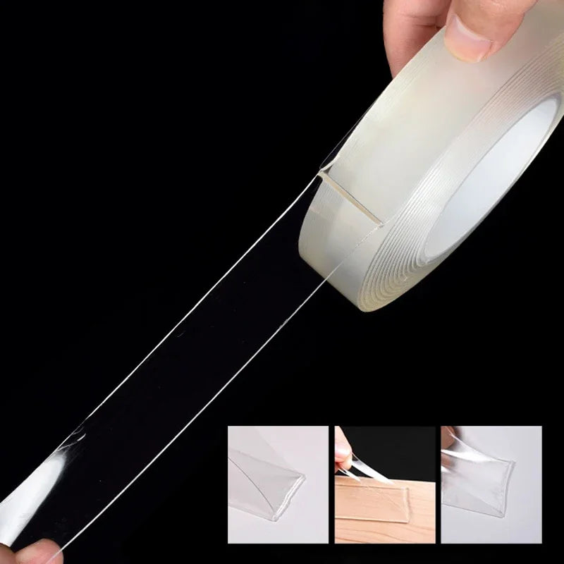1–10 m Nano-Doppelseitiges Klebeband, robust, transparent, wasserfest, spurlos, extra starker Kleber, abnehmbarer Dichtungsstreifen, 1/2/3/5 cm