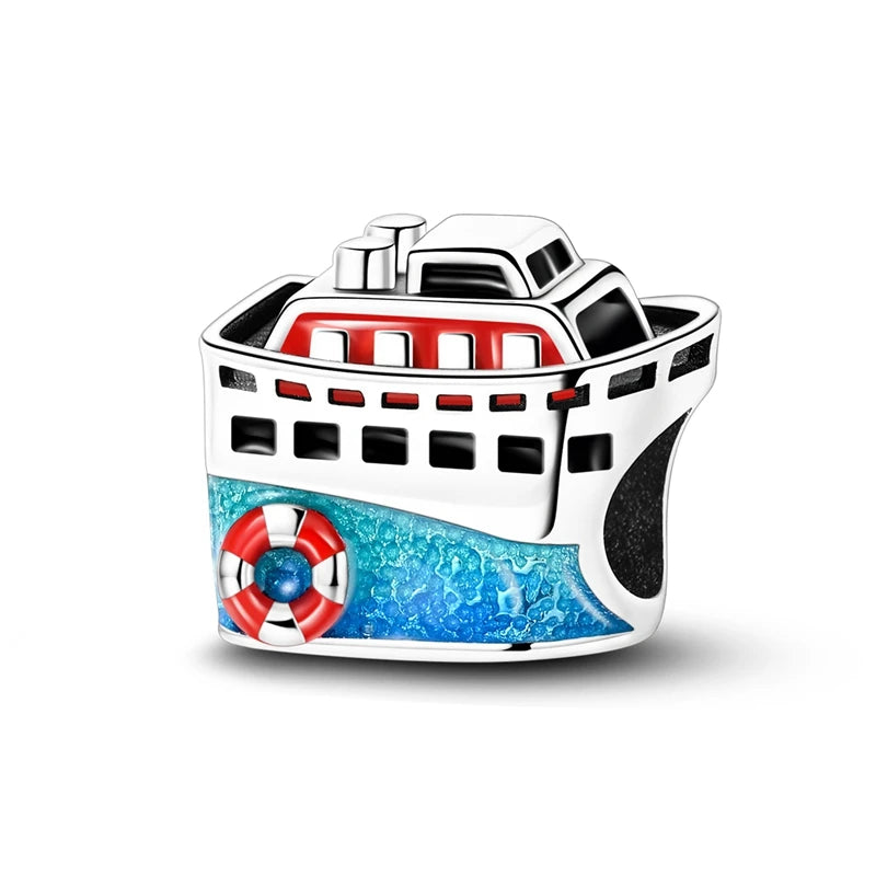 Gemütlicher Charm aus 925er-Sterlingsilber für Strandausflüge, hawaiianischer Bikini, Surfen, Kokosnussbaum, passend für DIY-Armbänder, Halsketten, Reisesouvenirs