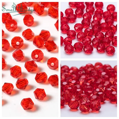 3 4 6 8 MM Rote Tschechische Runde Glaskugel Perlen Für DIY Armband Schmuck Machen Handwerk Zubehör Lose Doppelkegel Kristall Facted Bead