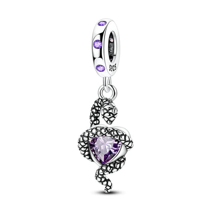 Lila Serie 925 Sterling Silber Traubenblüten Weinflasche Lebensbaum Tulpen Schnur-Dekoration Passend für DIY Armband Halskette Geschenk