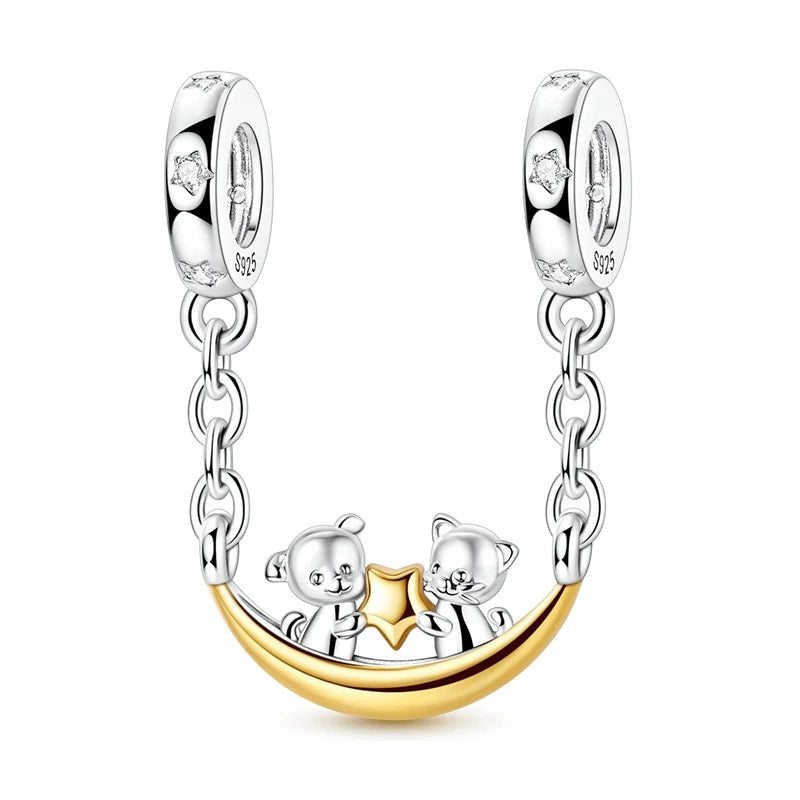 Heißer Verkauf 925er Sterlingsilber Löwenperlen & Chamäleon Baumeln Charm Fit Schlangenarmband Boutique Halskette Goldener Anhänger Geschenk