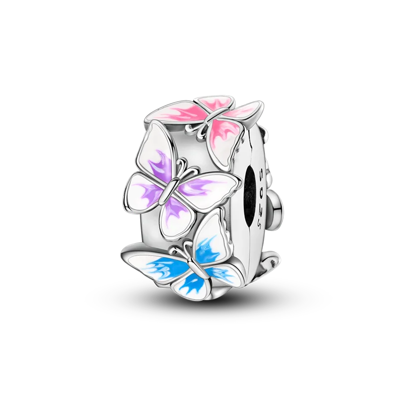 Silberverschluss, 925er-Sterlingsilber, CZ-Pflaster-Clip-Charms, Gänseblümchen-Perlen, Stopper, Sicherheitskette, passend für Original-Armreif, Schmuck-Clip