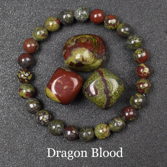 Natürliches Drachenblutstein-Armband aus echten Natursteinen, Perlenarmbänder, Edelsteine, Schmuck für Damen und Herren, echter Blutstein-Jaspis
