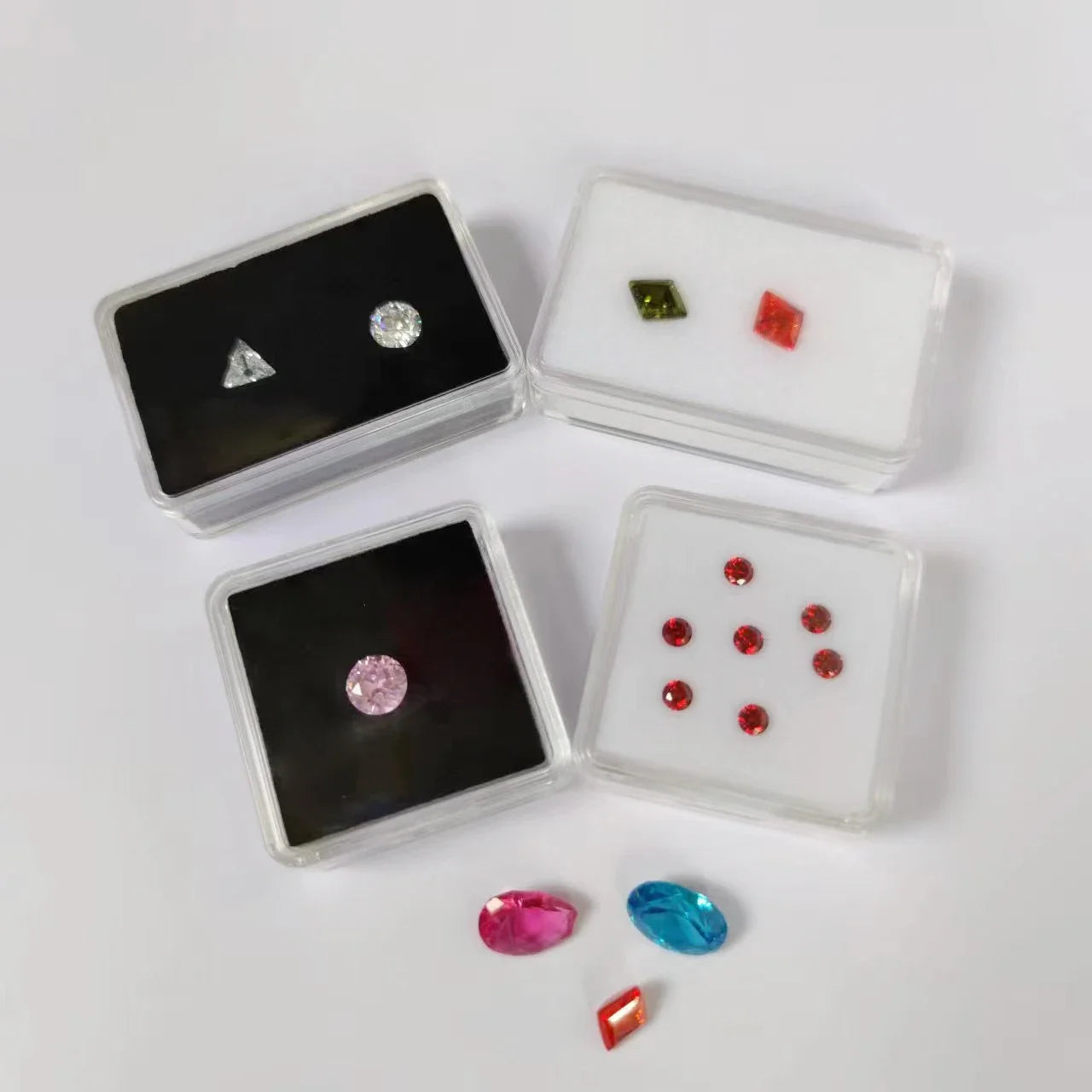 50 Stück lose Diamant-Aufbewahrungsbox, transparenter Edelstein-Organizer, Charm-Halter, Perlenbehälter, Piercing-Schmuck, Edelstein-Display-Box