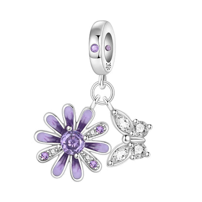 Lila Serie 925 Sterling Silber Maiglöckchen Rose Meerjungfrau Hexenhut Charm Passend für DIY Armband Halskette Charmante Geschenke