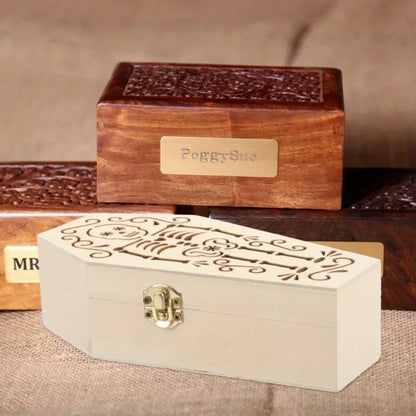 Haustier-Gedenkgeschenke, Sargförmige Boxen, Urne, handgeschnitztes Knochen aus Holz, Vintage-Dekor, Katzenasche, Handbuch