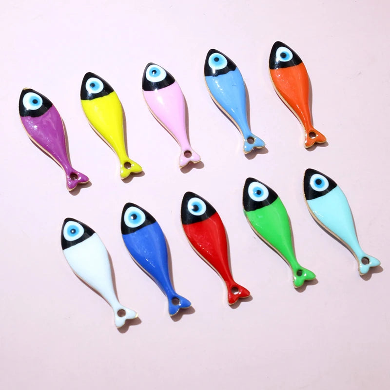 10 Stück 20x6,5mm Emaille Fisch Charms Anhänger Edelstahl DIY Schmuck Making Zubehör Erkenntnisse für Halsketten Ohrringe Armband