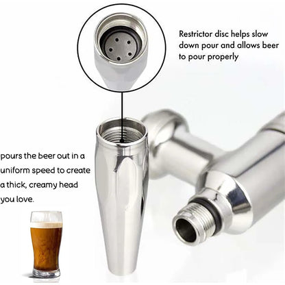 Nitro-Wasserhahn, Stout-Wasserhahn, komplett aus Edelstahl, Stickstoff, Zugluft, Bierturm, Kaltbrühen, Nitro-Fass, Zugluft-Fass-Wasserhahn, 5/8 Zoll BSP-Gewinde