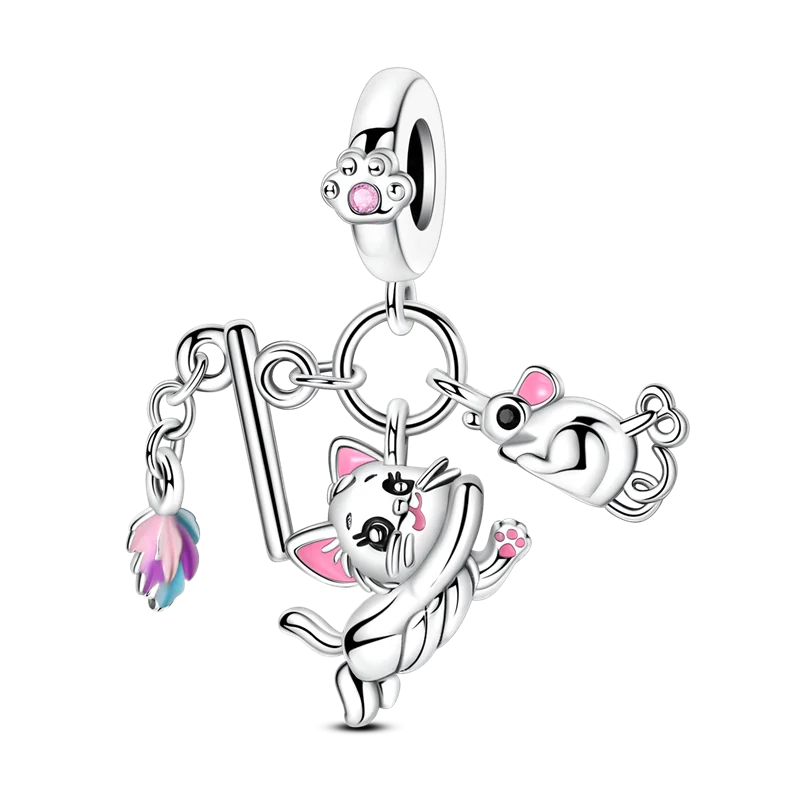 Original-Charm-Perle aus 925er-Sterlingsilber mit eingelegtem Zirkonium, Schleife, Liebesherz, Ballon-Anhänger, passend für Armbänder, DIY-Schmuckmarkierung