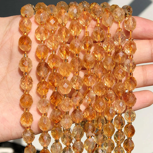 8x7mm AAA Facettierte Ovale Stein Natürliche Citrin Spacer Perlen Für Schmuck Machen DIY Armbänder Zubehör 7,5 zoll