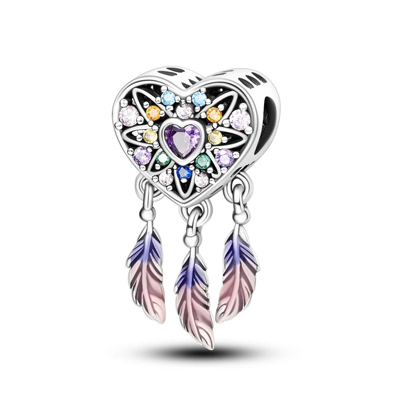 Neue 2025 925 Sterling Silber Charms Perlen Liebe Herz Rosa Original Charm Anhänger Fit Charm Armbänder DIY Schmuck Geburtstag Geschenk