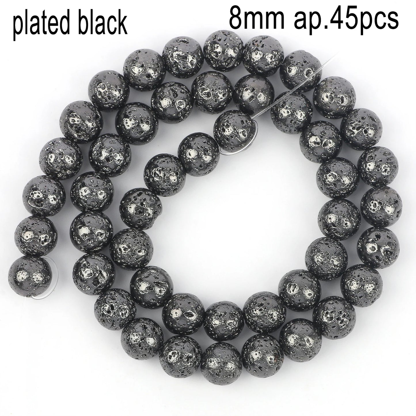 Schwarze vulkanische Lavagesteinperlen, Mineralperlen, Charms, Rohrwürfel, runde geometrische Formperlen für Schmuckherstellung, DIY-Armband