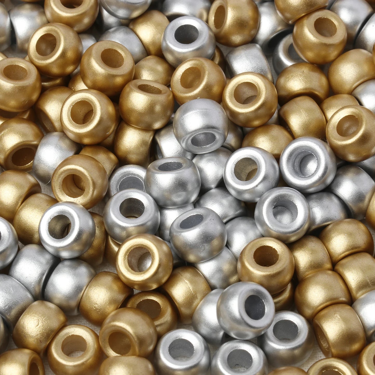 100 stücke gold farbe silber farbe 6x9mm pony perlen acryl lose perlen diy handwerk schmuck armbänder machen haar zubehör