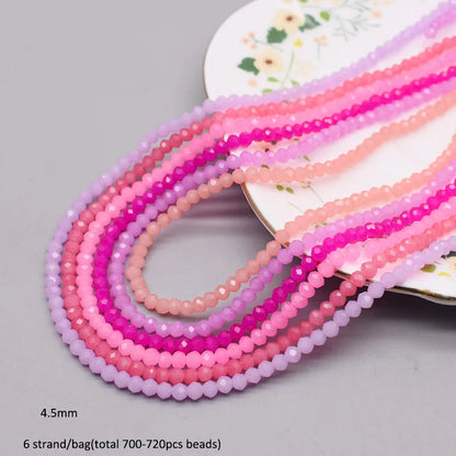 4 mm Farbschema, 6 Stränge/Beutel, Rondelle-Kristallglasperlen, facettierte lose Distanzperlen für Schmuckherstellung, Schmuck, DIY-Halskette