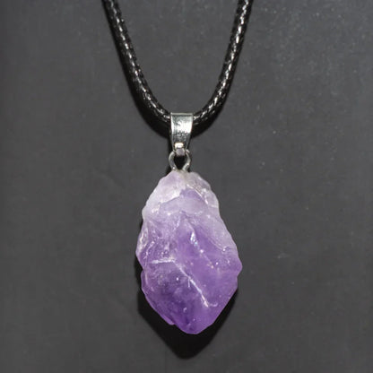 1PC Natürlicher Kristall Rohstein Amethyst Anhänger Energie Heilung Edelstein Amethyst Halskette Charms Chakra Halo Schmuck für Frauen
