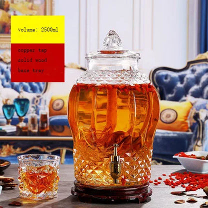 Leere dicke Glas-Enzym-Fass-Weinglas mit Wasserhahn Nicht-Bleiglas Obst traditionelle chinesische Medizin Alkohol flaschen 2,5 l