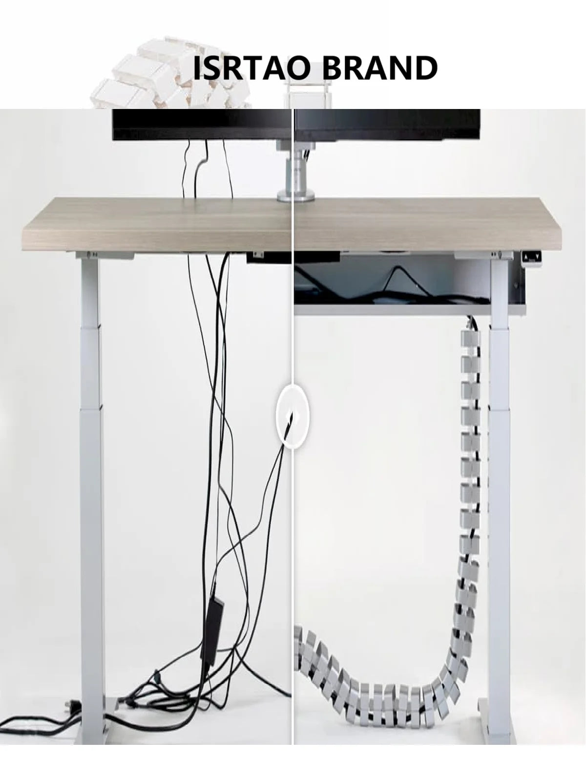 ISRTAO Underdesk Kabelmanagement-Lösung, Schlangenkabel, Wirbelsäule, flexibler Kabelhülsen-Organizer für die Organisation von Desktops