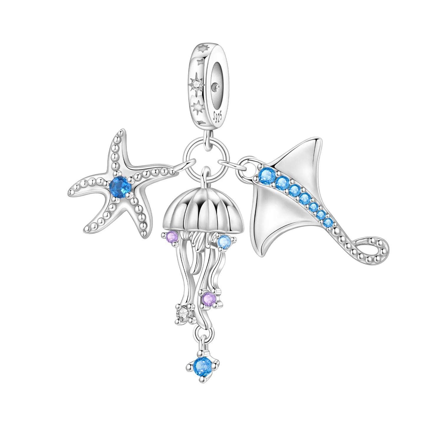 Blauer Charm, 925er Sterlingsilber, Ozeanperlen, Betta-Fisch-Anhänger, Geburtstagsfeier, Geschenk für Frauen, Armband, Halskette, DIY-Perlen, Schmuck
