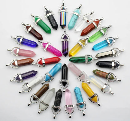24 stücke Natürliche Stein Achate Quarz Kristall Anhänger Für Halskette Charme Fluorit Sechseckigen Anhänger DIY Schmuck Machen Zubehör