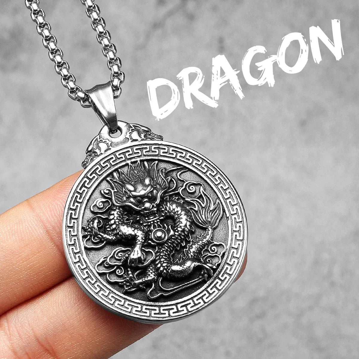 Chinesischen Drachen Amulett Männer Halsketten Edelstahl Anhänger Kette Frauen Schmuck Coole Dinge Männliche Zubehör Geschenke Großhandel