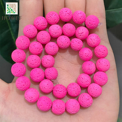 Rose Rosa Lava Vulkangestein Runde Perlen Naturstein Für Schmuck Machen DIY Armband Ring Ohrringe 15'' Strang 4/6/8/10mm