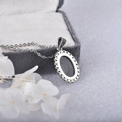 ITSMOS Halskette mit Anhänger aus natürlichem Labradorit, versilbert, schlichter Stein, Vintage-Mode, eleganter Schmuck für Frauen, romantisch