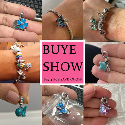 Passend für Qikaola 925 Original-Armbänder, blauer Zirkon, Eule, leuchtende Meeresschildkröte, Oktopus, 925er Silber, Charms, Perlen, DIY, Geburtstag, Schmuck, Geschenk