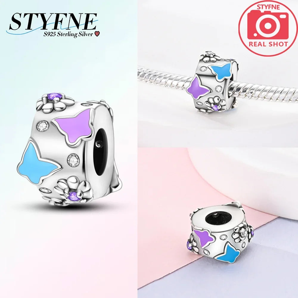 925 Silber Farbe Romantische Retro Herzförmige Blume Wächter Schmetterling Amulett Fit Original Armband DIY Schmuck Geschenk