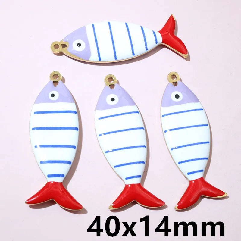 10 Stück Edelstahl Emaille Fisch Charms Anhänger 31x12mm DIY Schmuck Making Zubehör Erkenntnisse für Halsketten Ohrringe Armbänder