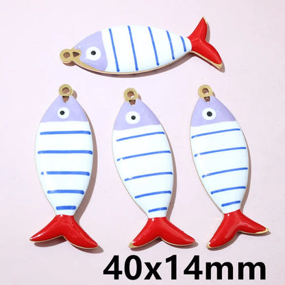 10 Stück Edelstahl Emaille Fisch Charms Anhänger 31x12mm DIY Schmuck Making Zubehör Erkenntnisse für Halsketten Ohrringe Armbänder