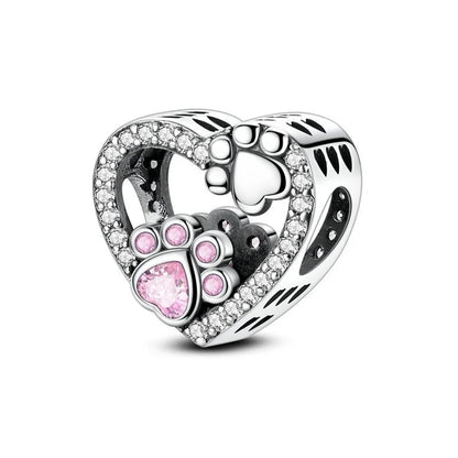 Bezaubernde herzförmige Perlen aus 925er-Sterlingsilber, Familie, Liebe, Tier, Fußabdruck, Charm-Armband, Halskette, passend für Frauen, DIY-Urlaubsgeschenke