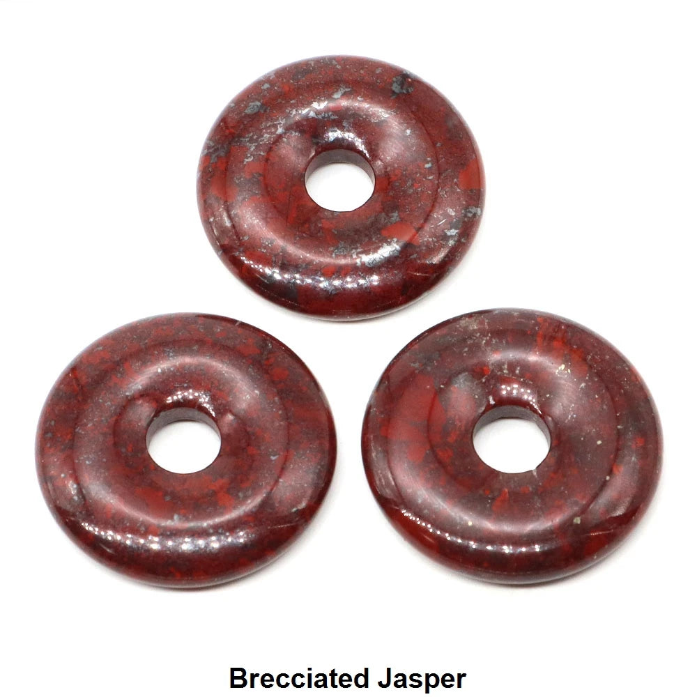 30 mm Donut-Naturstein, Heilkristall, Amethyst, Amazonit, Achat, Quarz, Edelstein für Kunsthandwerk, Zubehör, Glücksgeschenke