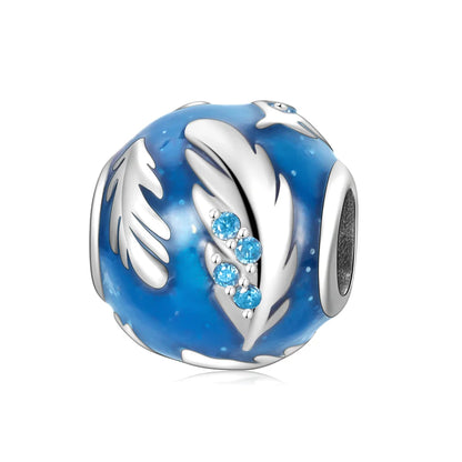 Blaue Serie 925 Sterling Silber Globus Schneeflocke Tanzschuhe Krone Charm Passend für DIY Armband Halskette Elegante Partygeschenke
