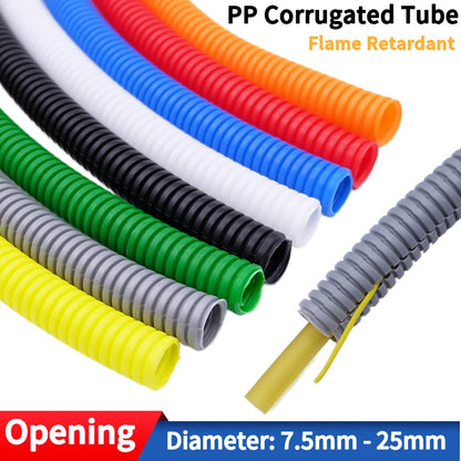 1/5M PP Isolierte Rohr 7,5mm-25mm Auto Linie Rohr Kabelbaum Threading Kunststoff split Draht Webstuhl Schutz Hülse