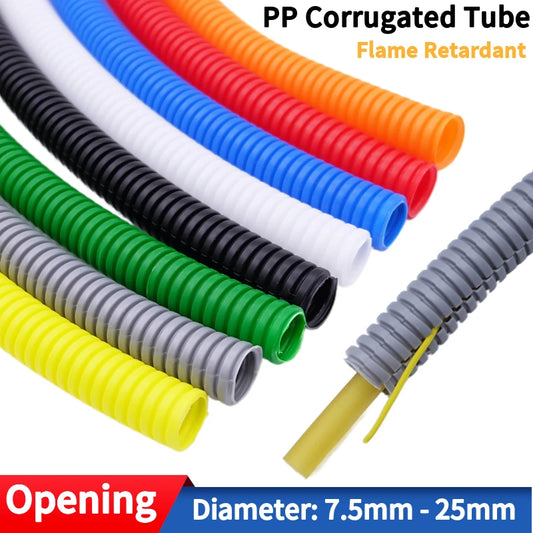 1/5M PP Isolierte Rohr 7,5mm-25mm Auto Linie Rohr Kabelbaum Threading Kunststoff split Draht Webstuhl Schutz Hülse