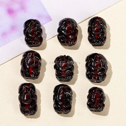 1 pc natürliche blutrote bernstein farbene Pixiu Perle mit Loch Reichtum Amulett Spacer Perle für Schmuck machen DIY Halskette Armband Zubehör