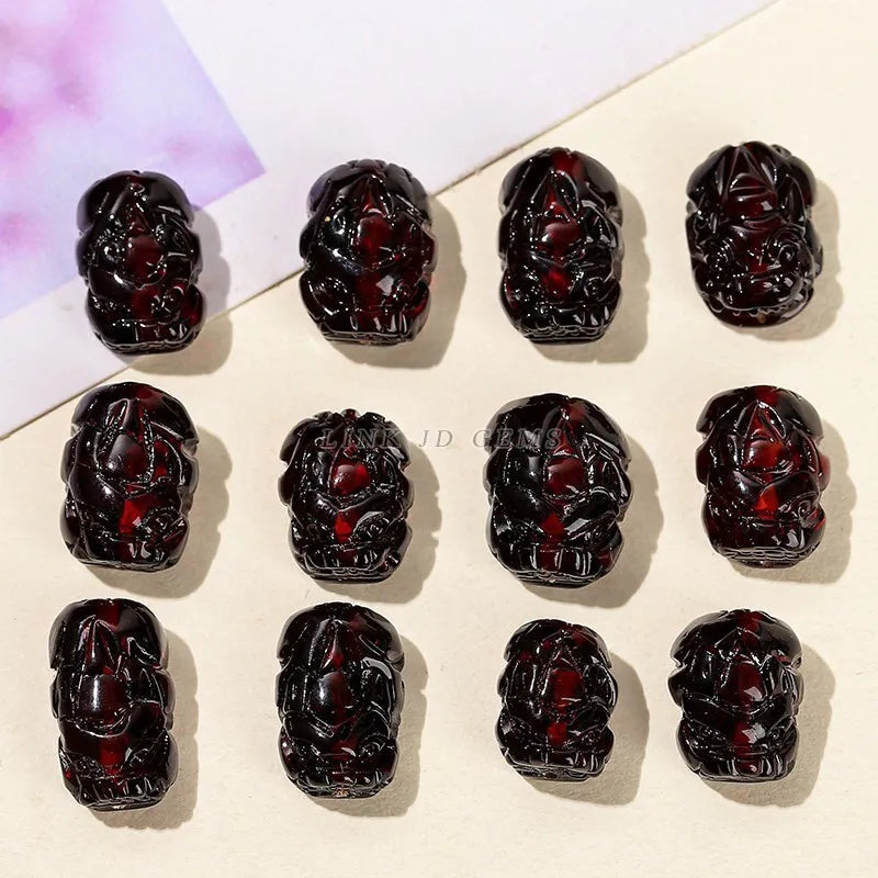 1 pc natürliche blutrote bernstein farbene Pixiu Perle mit Loch Reichtum Amulett Spacer Perle für Schmuck machen DIY Halskette Armband Zubehör