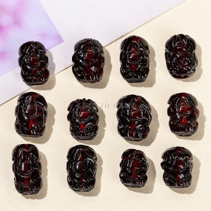 1 pc natürliche blutrote bernstein farbene Pixiu Perle mit Loch Reichtum Amulett Spacer Perle für Schmuck machen DIY Halskette Armband Zubehör