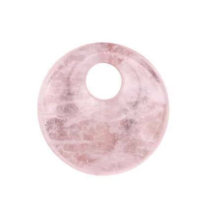 Natürliche 30 mm Donut-Edelstein-Charms für die Herstellung von Schmuck, 8 mm Loch, Polierkristall, runder Glücksmünzenschutz, Heilung