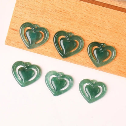 1 piece natural stone Guatemala jadeite carved heart shape emerald bead for jewelry making DIY necklace bracelet charms accessories