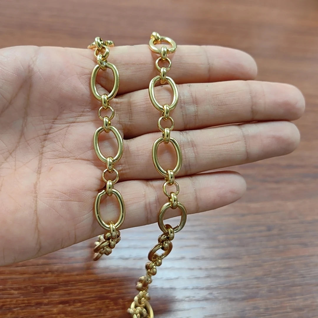 1 Stück Damen Herren Edelstahl handgefertigt ovale Kette Halskette Armband hochwertige große Kette Halskette Punk schwerer Schmuck
