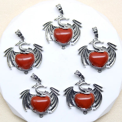 10 Stück bunte Drachen Naturstein Amethyst Quarz Kristall Herz Perle Anhänger für DIY Schmuck Halskette Anhänger Frauen Geschenke